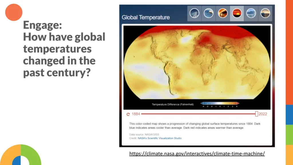 PowerPoint slide with text "Engage: How have global temperatures changed in the past century?